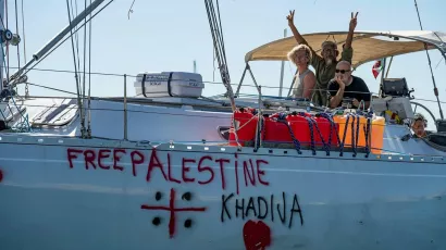 Aktivisten auf einem Schiff der Gaza-Flottille